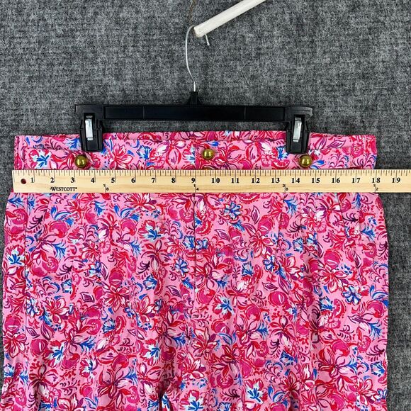 Stella Parker Shorts Womens Large Pink Rayon Floral Button High Waist Chino Boho - Picture 5 of 11